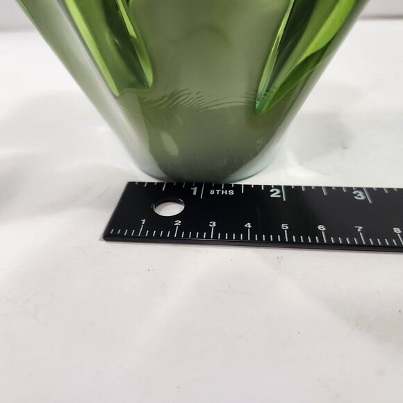 Vintage Mid Century Jade Green And White Sasaki Art Glass Bowl Ashtray Cigars - Picture 10 of 10